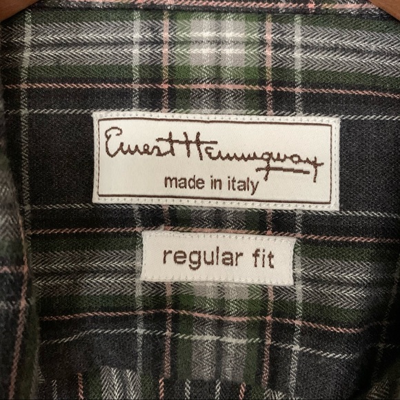 Ernest Hemingway Long Sleeve Flannel Cotton Shirt Size 37 14.5 - Picture 4 of 7